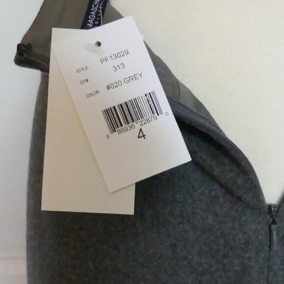 Magaschoni Grey Wool Pencil Skirt Graphic Design Embroidery USA Size 4 Gray - Picture 6 of 13
